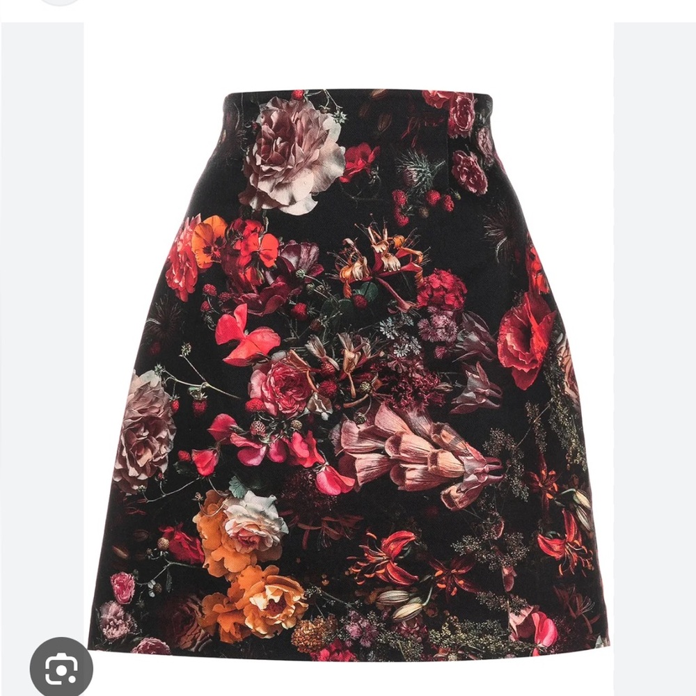 Adam Lippes Floral Mini Skirt - Black and Red